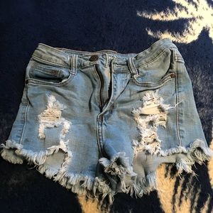 High waisted jeans shorts